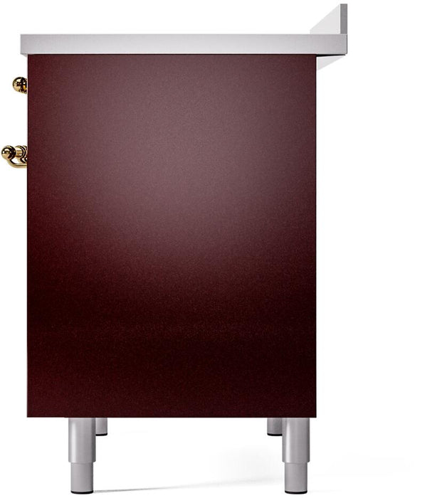 ILVE Nostalgie II 40" Electric Range, Burgundy, Brass Trim  UPDI406NMPBUG