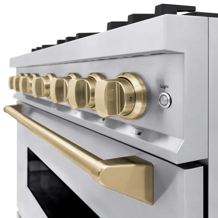 ZLINE 36" Classic Gas Range, Convection Gas Oven Stainless Steel, Champagne Bronze CGRZ-36-CB