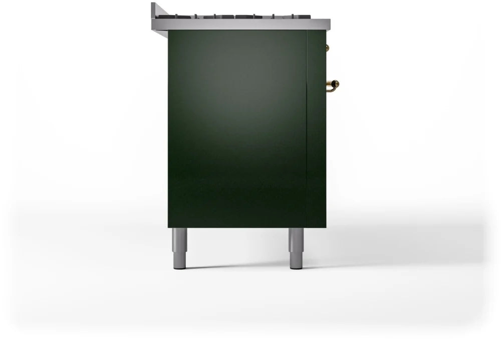 ILVE Nostalgie II 60" Dual Fuel Natural Gas Range, Emerald Green, Brass Trim UP60FNMPEGG