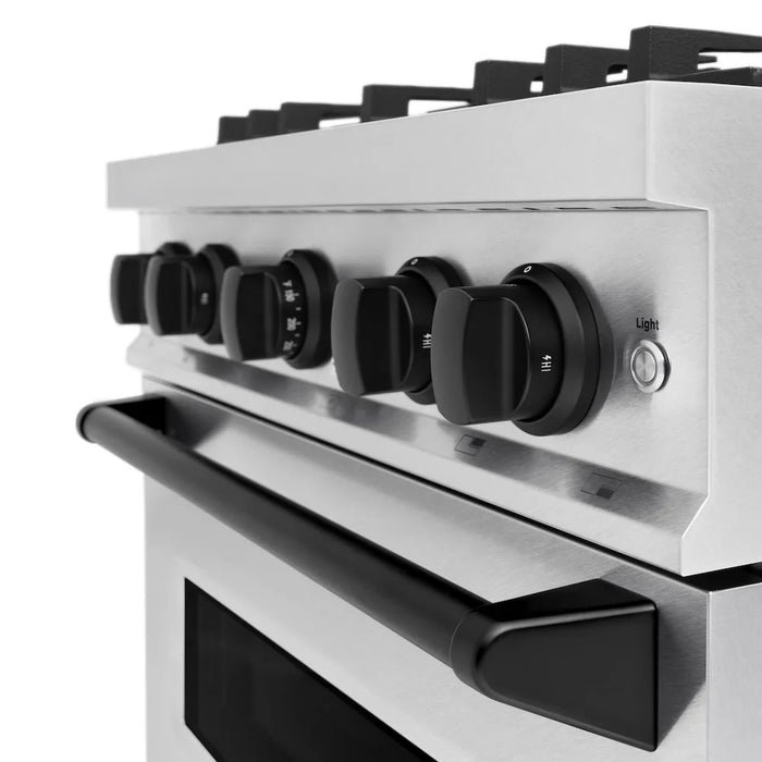 ZLINE 30"Classic Gas Range, Convection Gas Oven, DuraSnow® Stainless Steel, Matte Black CGRSZ-30-MB
