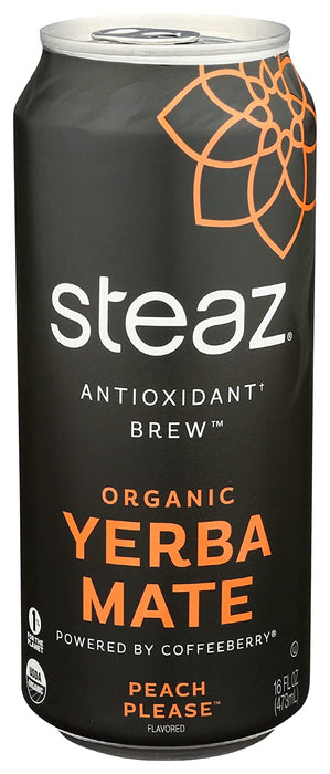 Steaz Yerba Mate Peach Plz Pack 12-16 oz