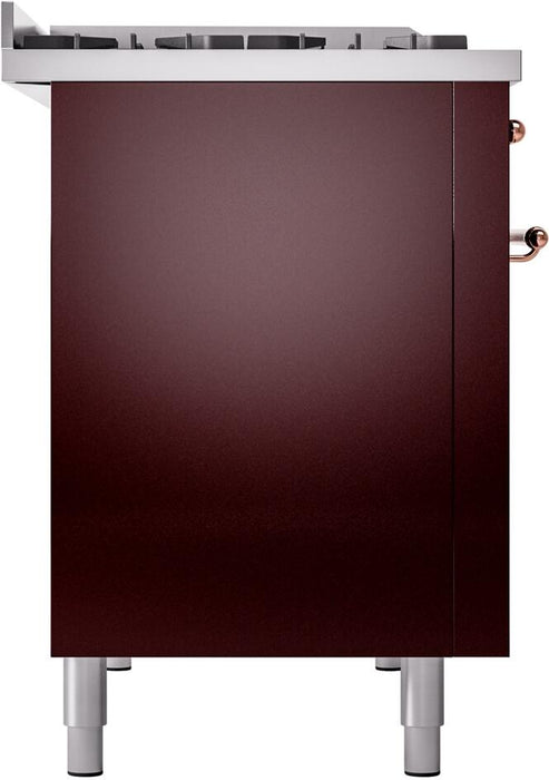 ILVE Nostalgie II 48" Dual Fuel Natural Gas Range, Burgundy, Copper Trim ILVE UP48FNMPBUP