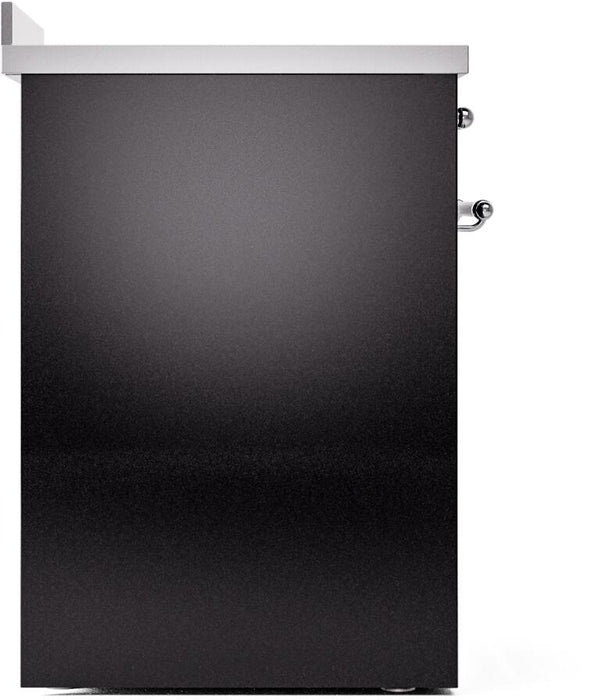 ILVE Nostalgie II 30" Electric Range, Glossy Black, Chrome Trim UPI304NMPBKC