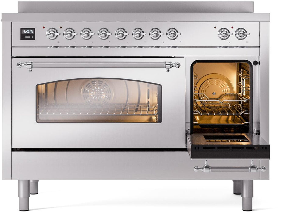 ILVE Nostalgie II 48" Electric, Range, Stainless Steel, Chrome Trim UPI486NMPSSC