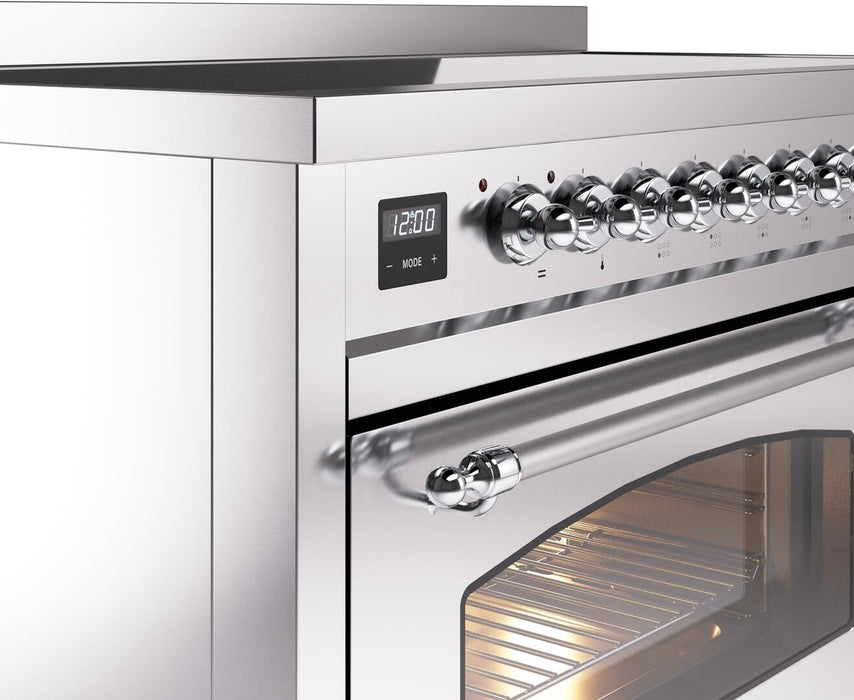 ILVE Nostalgie II 48" Electric, Range, Stainless Steel, Chrome Trim UPI486NMPSSC