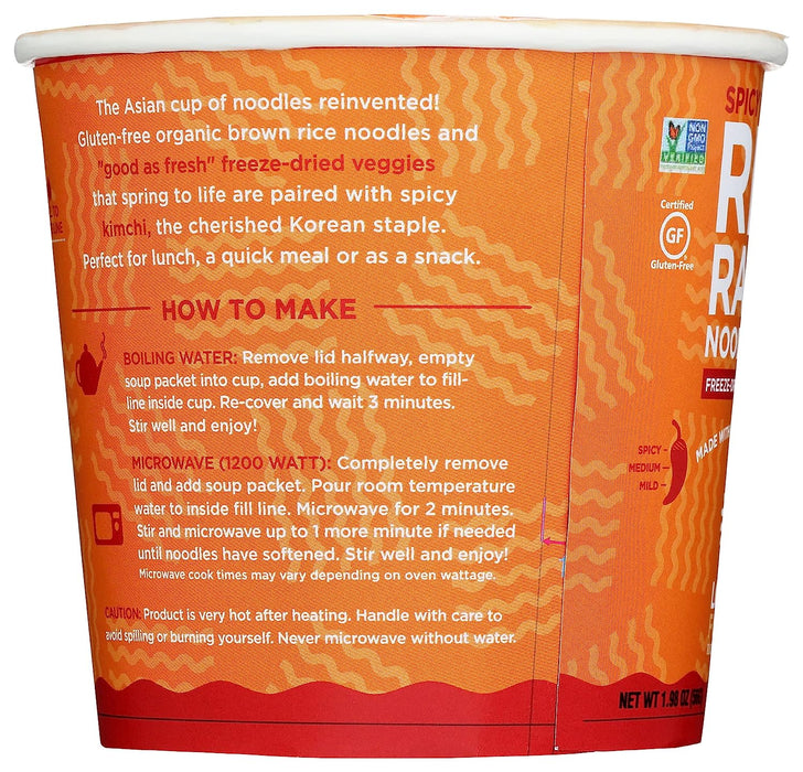 Lotus Foods Spicy Kimchi Instant Ramen Cup, 1.98 Oz (Pack of 6)