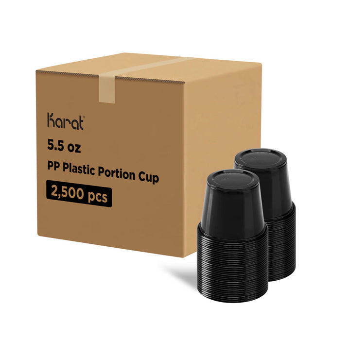 5.5 oz Portion Cups,  PP Plastic, Black - 2,500 pcs