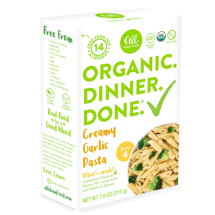 All Clean Food - Creamy Garlic Pasta (Pack of 6 - 7.6 Oz)