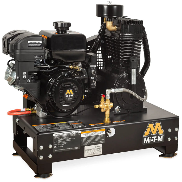 Mi-T-M AM2-SM09-B Base-Mount Two-Stage Gasoline Compressor – 17.2 CFM, 300cc OHV