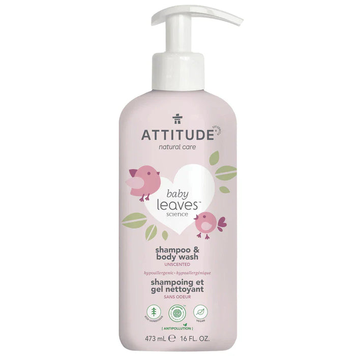 Attitude Natural Baby Wash and Shampoo, Fragrance-Free (16 Oz)