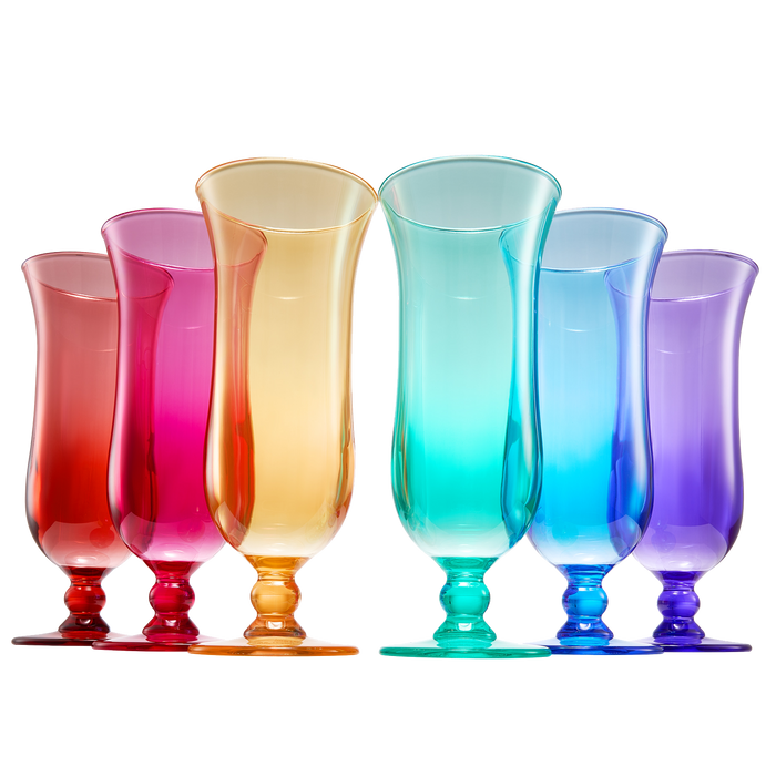 Unbreakable Color Hurricane Glasses | Set of 6 | 100% Tritan Drinkware, 14 oz Acrylic Dishwasher Safe Shatterproof BPA-free plastic, Reusable Pina Colada, Cocktail Margarita Tropical Party Drinkware
