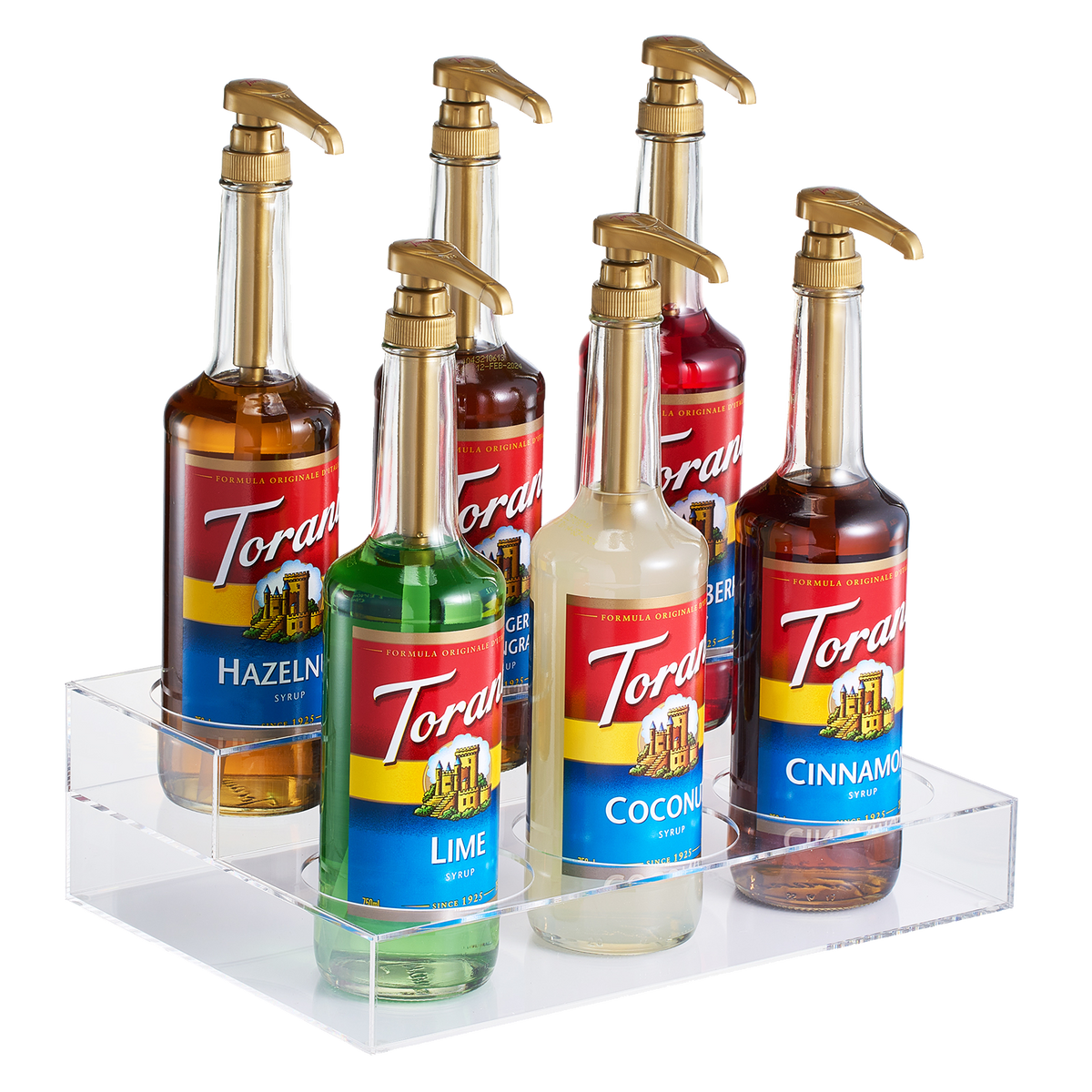 Acrylic Bottle Holder, Coffee Syrup Rack Display Case | 2-Tiered 6 Bot ...