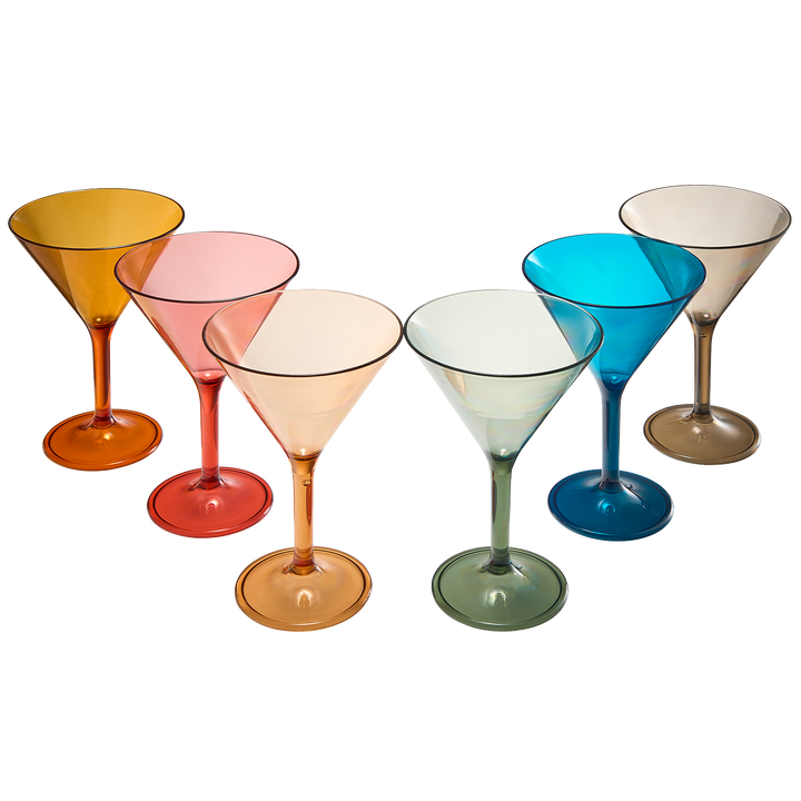 Colored Coupe Glasses Set Of 6,10 Oz Colored Martini Glasses