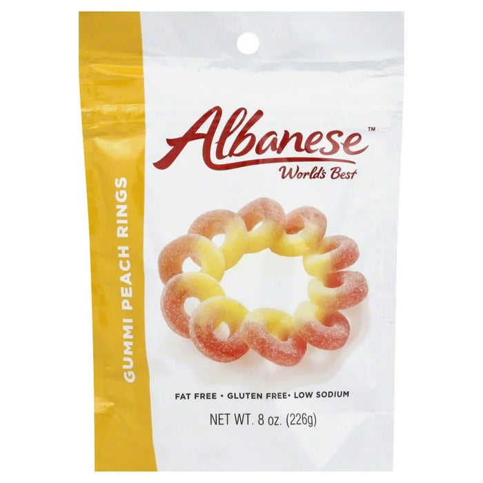 Albanese - Gummi Peach Rings, 8 oz (Pack of 6) - Gluten-Free Candy