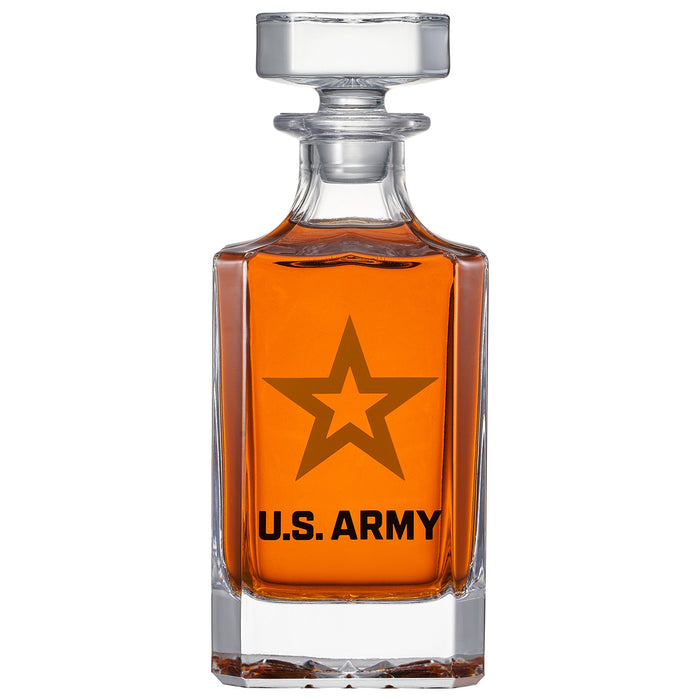 Army Whiskey Decanter Gift Set | 730mL Decanter 2 Whiskey Glass | Military Gifts for Loved Ones Serving For Our Country - Army, Navy, Airforce - Father's Day, Birthday, Housewarming - Men, Dad, Him
