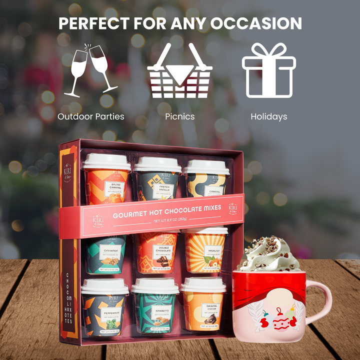 Gourmet Hot Cocoa Gift Set Cup Hot Chocolates - Set of 9 Flavors