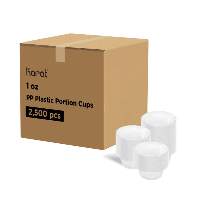 1 oz Squat Portion Cups, PP Plastic, Clear - 2,500 pcs