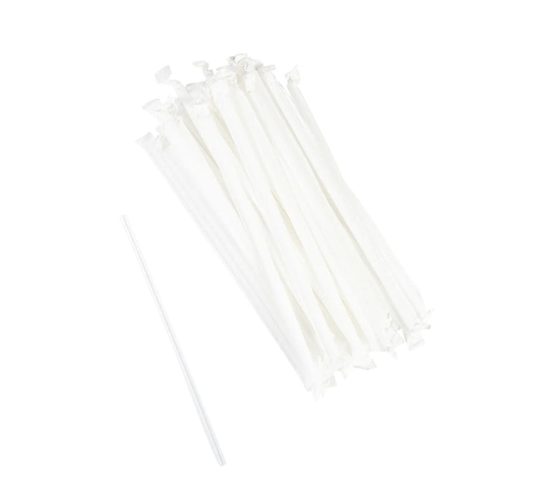 Straw, 7.75", Jumbo, Paper Wrapped, Clear, 12,000 pcs