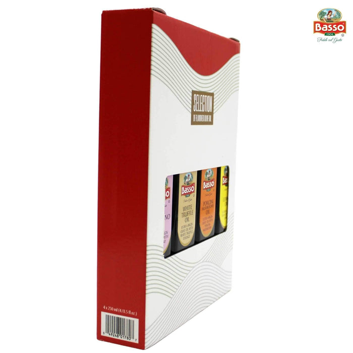 LIQUIDATION! Basso 1904 Infused Extra Virgin Olive Oil Gift Set – 4 x 8.5 fl. oz (250 ml) Best By 01/2026