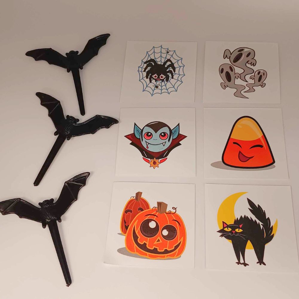 Black Bat Cupcake Toppers — 24 ct