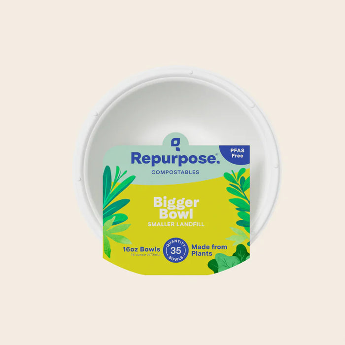 Compostable 35oz Bio-Based Sugarcane Bowls (Pack of 6)