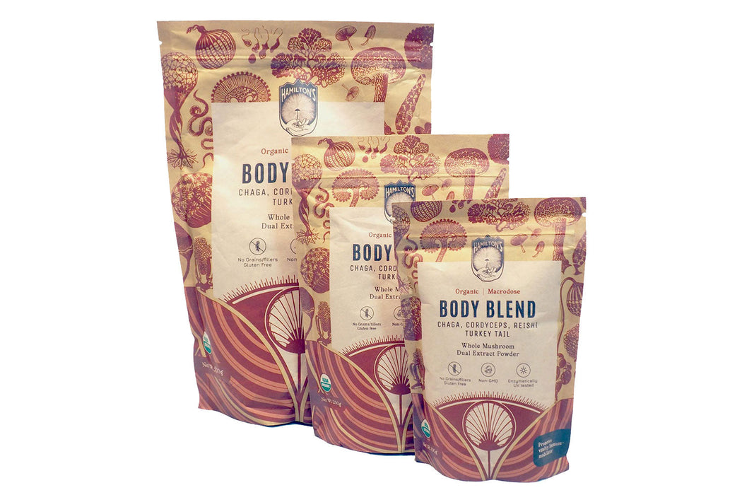 Hamilton’s Mushrooms Body Blend – Reishi, Chaga, Cordyceps & Turkey Tail Extract
