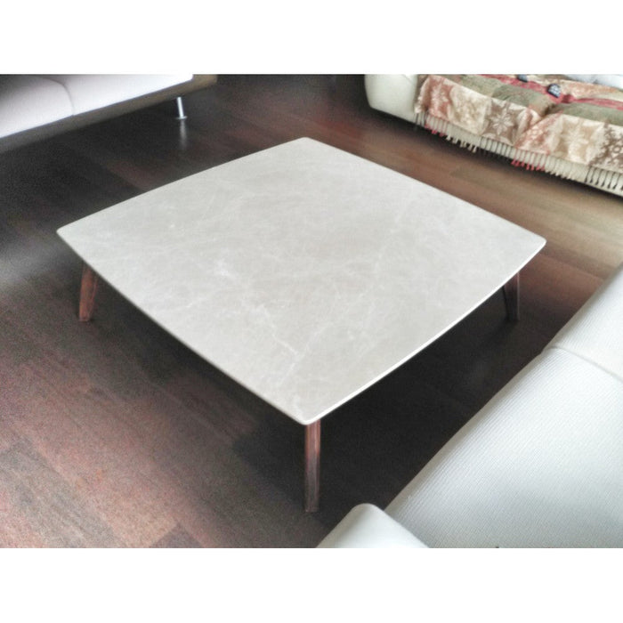 Burdur Beige Marble Coffee Table Rectangular Polished and Eased Edge