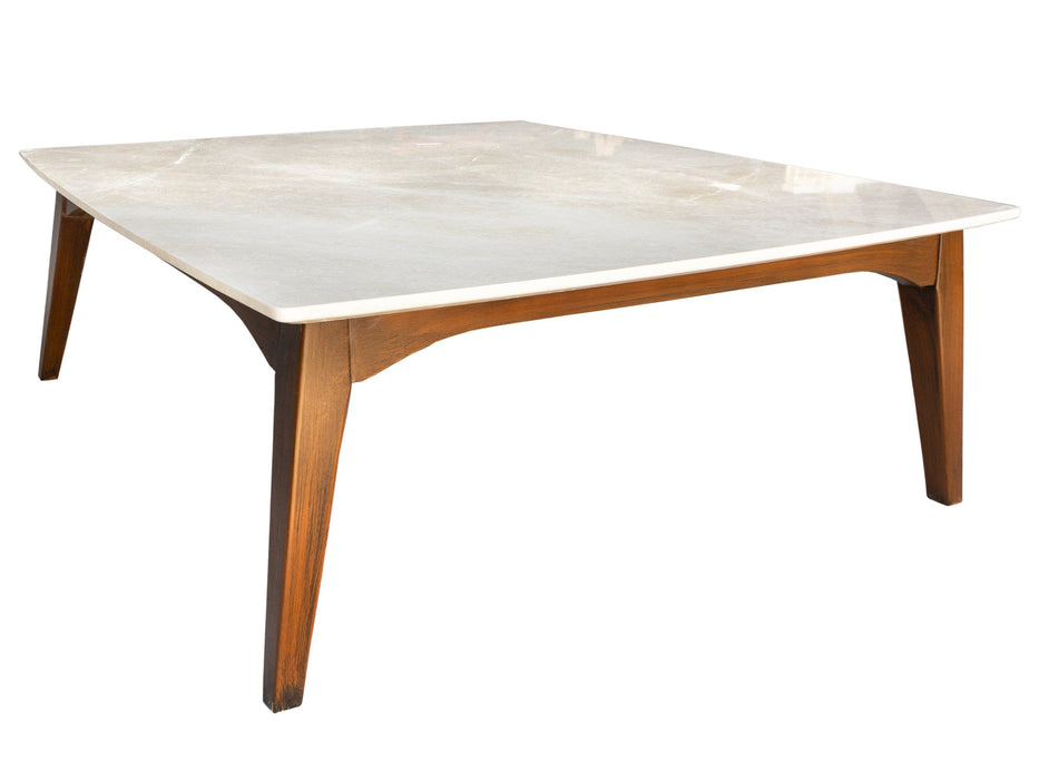 Burdur Beige Marble Coffee Table Rectangular Polished and Eased Edge