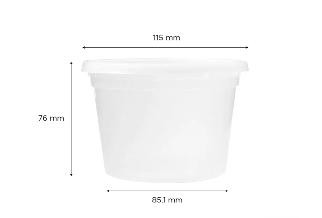 16oz PP Clear Plastic Injection Molded Deli Containers & Lids (117mm) - 240 sets