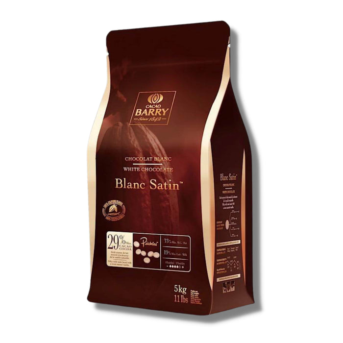 CACAO BARRY BLANC SATIN 29%CACAO BARRY BLANC SATIN 29%Specialty Food SourceThis deliciously creamy white chocolate offers a fabulous sweet intensity and delicious notes of caramel and vanilla.
29% Cacao (29% Cocoa Butter, 0% Fat free cocoa)