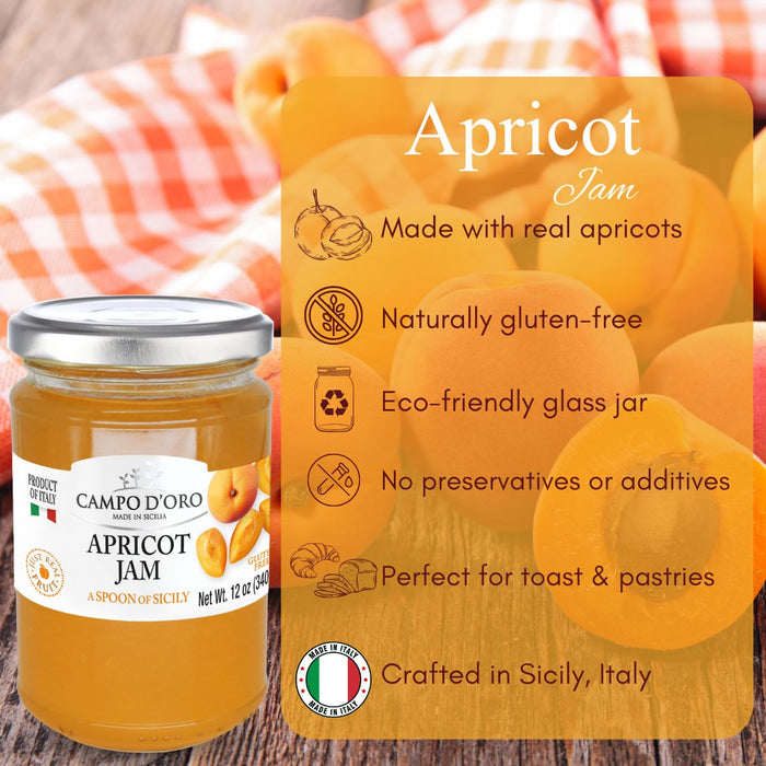 Campo D'Oro, Sicilian Apricot Jam, 12 oz (340g)