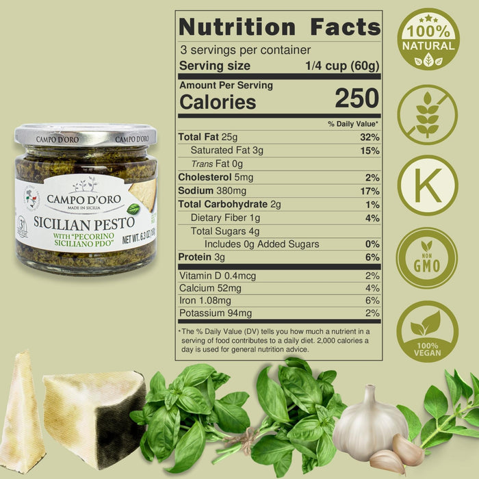 Campo D'Oro, Basil Pesto with Pecorino, 6.35 oz