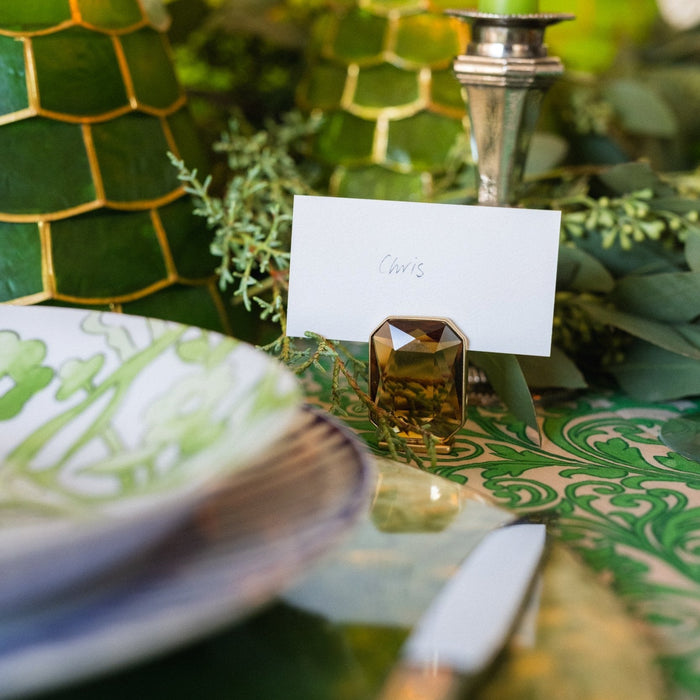 Single gem placecard holder, topaz, set of two