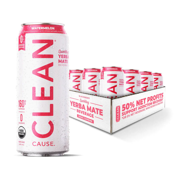 Clean Cause Watermelon Yerba Mate (Pack of 12 - 16 Fl Oz)