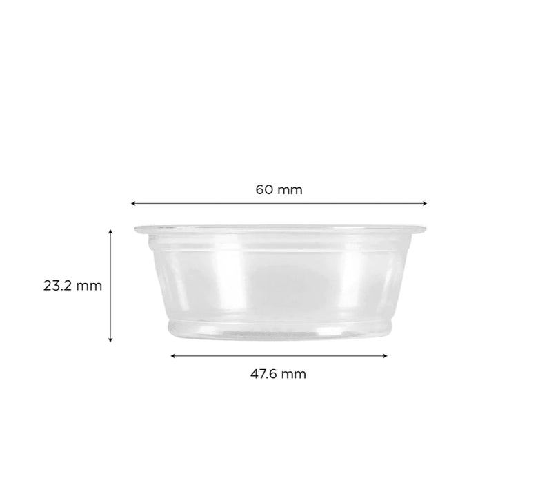 1.5 oz Portion Cups, PP Plastic, Clear - 2,500 pcs