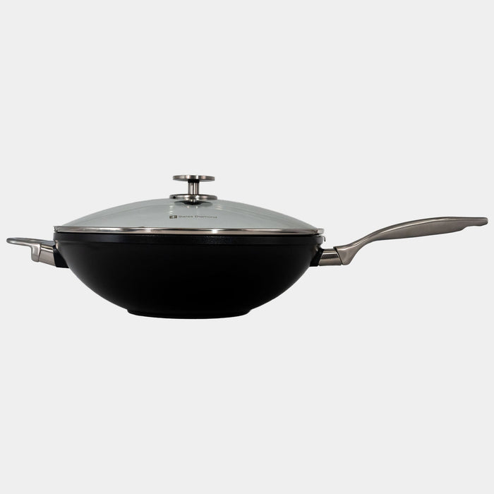 CHD Nonstick 12.5" Wok with Glass Lid