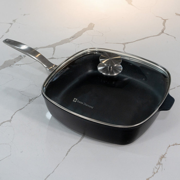 CHD Nonstick 11" x 11" Square Saute Pan with Glass Lid