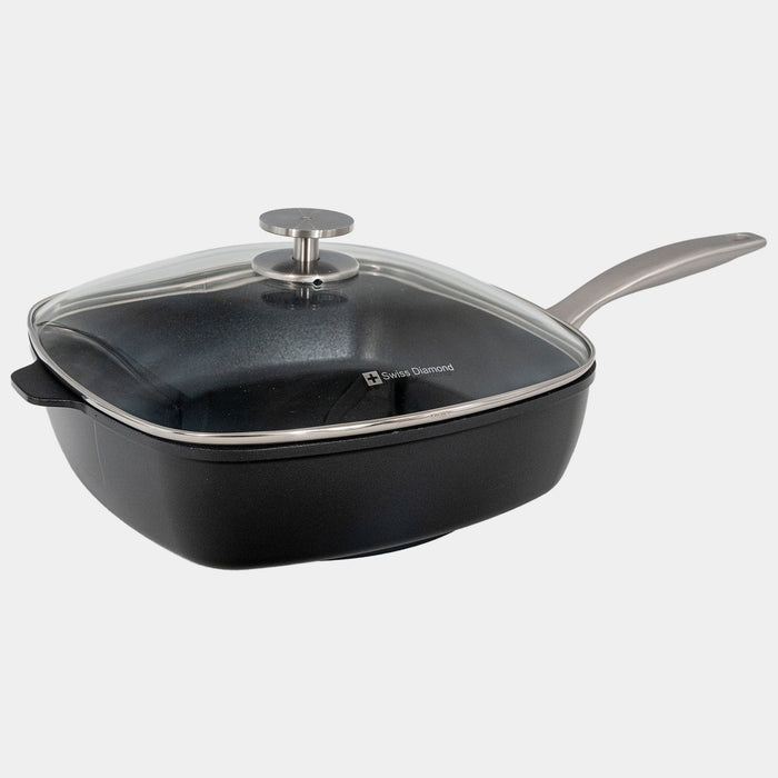 CHD Nonstick 11" x 11" Square Saute Pan with Glass Lid