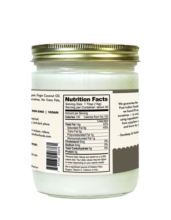 Coconut Oil 14.5 oz, Virgin & Certified Organic