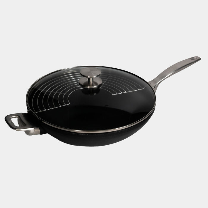 CXD DOU Ceramic Nonstick  Wok with Lid and Rack - 12.5" (32 cm), 5.3 QT (5 L)
