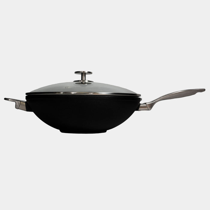 CXD DOU Ceramic Nonstick  Wok with Lid and Rack - 12.5" (32 cm), 5.3 QT (5 L)