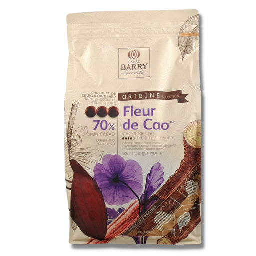 chocolateCacao Barry Fleur de Cao Dark Chocolate - Premium Baking ChocolateCacao Barry Fleur de Cao 70% Dark Couverture Chocolate DiscsSpecialty Food SourceExperience the exquisite Cacao Barry Fleur de Cao, a premium dark chocolate that stands out for its intense cocoa flavor and exceptional quality. Crafted by the este