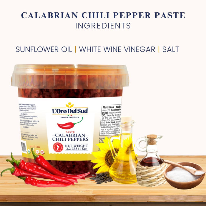 L’Oro Del Sud, Calabrian Chili Pepper Paste, 2.2 lb (1 kg)