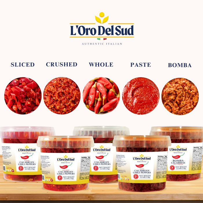 L’Oro Del Sud, Crushed Calabrian Chili Peppers Paste, 2.2 lb (1 kg)
