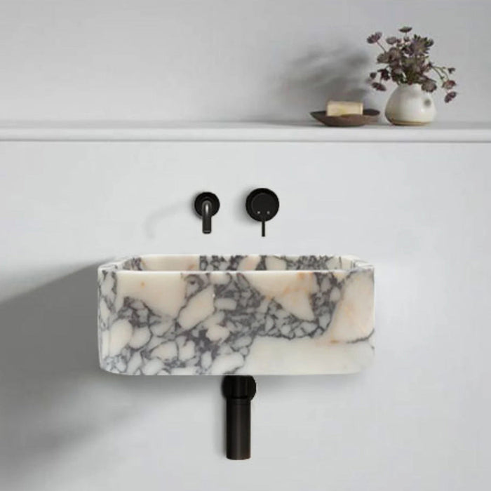 Calacatta Viola Marble Rectangular Wall-mount Bathroom Sink (L)18" (W)12" (H)6"