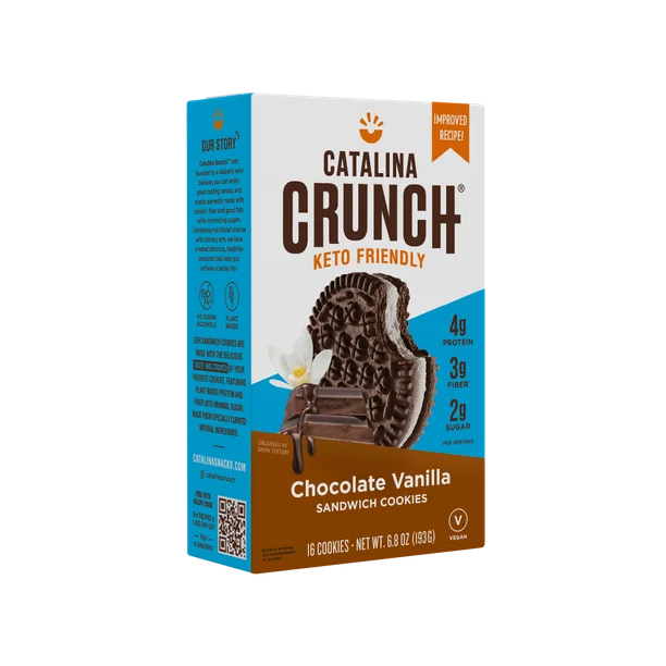 Catalina Crunch Chocolate Vanilla Sandwich Cookies, 5.9 oz (Pack of 6) - Keto Friendly Snacks
