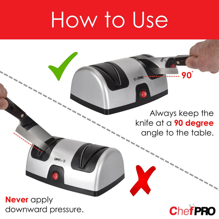 Chef PRO Electric Kitchen Knife Sharpener and Polishing System, Black-Silver