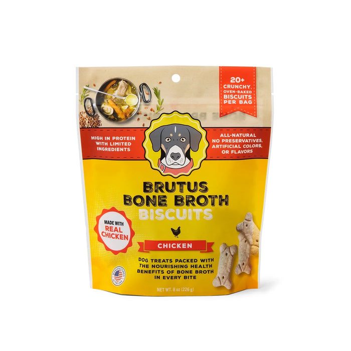 Brutus Broth Chicken Dog Biscuits, 8 oz (Pack of 6) - Healthy Dog Treats