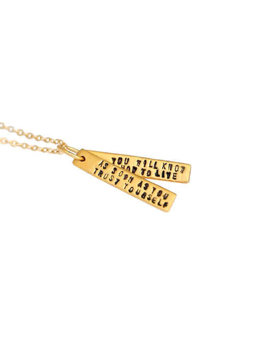 Chocolate & Steel Long-Bar Quote Necklace Goethe