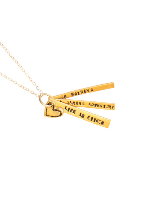 Chocolate & Steel Long-Bar Quote Necklace Helen Keller